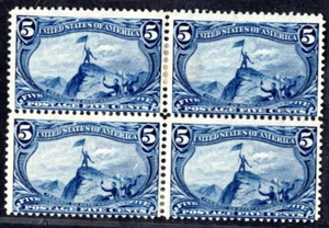US 1898 TRANS-MISSISSIPPI EXPO SC. #288 BLOCK OF 4 HINGED SOME SEPARATION - Picture 1 of 2
