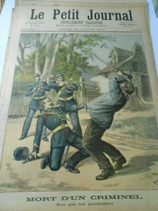 1891 Mort d'un criminel tué par les gendarmes Illustration Gravure - Picture 1 of 1