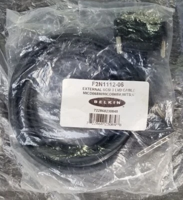 BELKIN F2N1112-06 6ft LVD SCSI Cable HD68M to HD68M NEW - Image 1 of 3