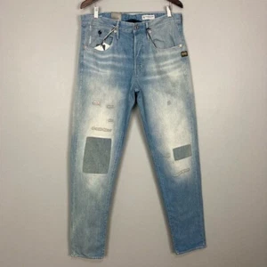 Pantalones de mezclilla Kara parcheados desgastados G-Star Loic relajados cónicos para hombre talla 32 - Imagen 1 de 14