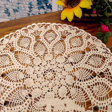 24" Round Hand Crochet Tablecloth retro Lace Table Cloth Floral Doily