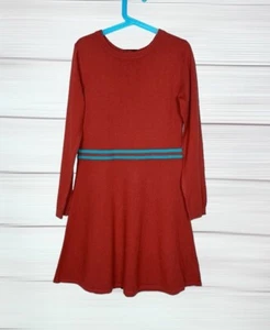 Jacadi Paris Maroon Knit Dress Cotton Wool Blend Long Sleeve Girl’s 10A (140cm) - Picture 1 of 10