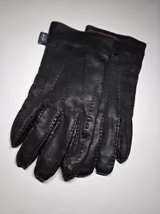 Paul Costelloe Black Genuine Leather Gloves 100% wool lining. Size Large - Picture 1 of 19