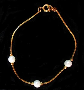 Pulsera de 6" de colección #465 caja de perlas en oro caja eslabón de cadena pequeña 08 - Imagen 1 de 3