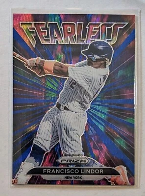 2022 Panini Prizm Francisco Lindor Fearless Blue Wave Prizm /60 #FL-13 NY Mets - Image 1 of 2