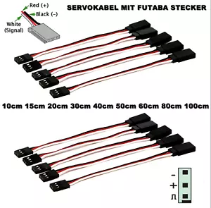 ✅ Futaba Servokabel 10cm 15cm 20cm 30cm 40cm 60cm 80cm 100cm Servo Verlängerung - Bild 1 von 33