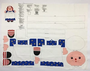 Raggedy Ann Doll Backpack Fabric Panel Cut and Sew Tote Bag Purse Vintage - Picture 1 of 5