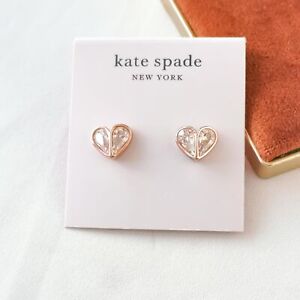 Kate Spade Rose Gold Pink Rock Solid Heart Stud Earrings