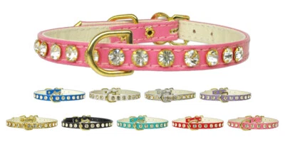 RHINESTONE DOG COLLAR SMALL PET Sizes Crystal Diamante Jewel Bling! - Image 1 of 4