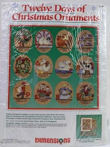 1989 DIMENSIONS Twelve Days of Christmas Ornaments Counted Cross Stitch Kit Vintage - Bild 1 von 5