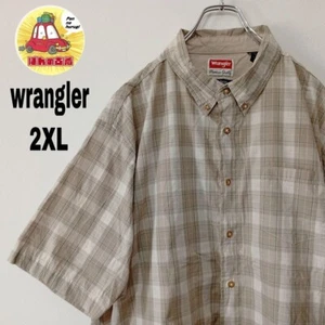 USA Vintage Wrangler Kurzarm Hemd mit Knöpfen 2XL beige kariert aus Japan - Bild 1 von 6