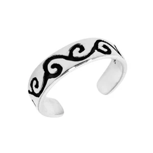 Contempo Swirl Band .925 Silver Toe/Pinky Ring - Picture 1 of 4