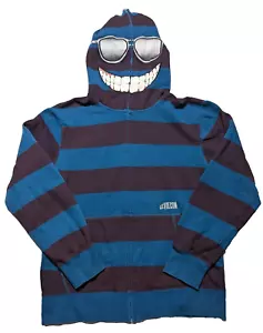 VTG VOLCOM Highwear Smiles Shades Teeth Men Medium Blue Plum Striped Zip Hoodie - Picture 1 of 21