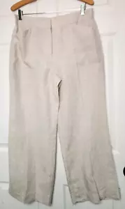 Pantalone Chico’s 100% lino taglia 1 (taglia 8) gamba larga kaki chiaro abbigliamento casual/lavoro - Foto 1 di 8