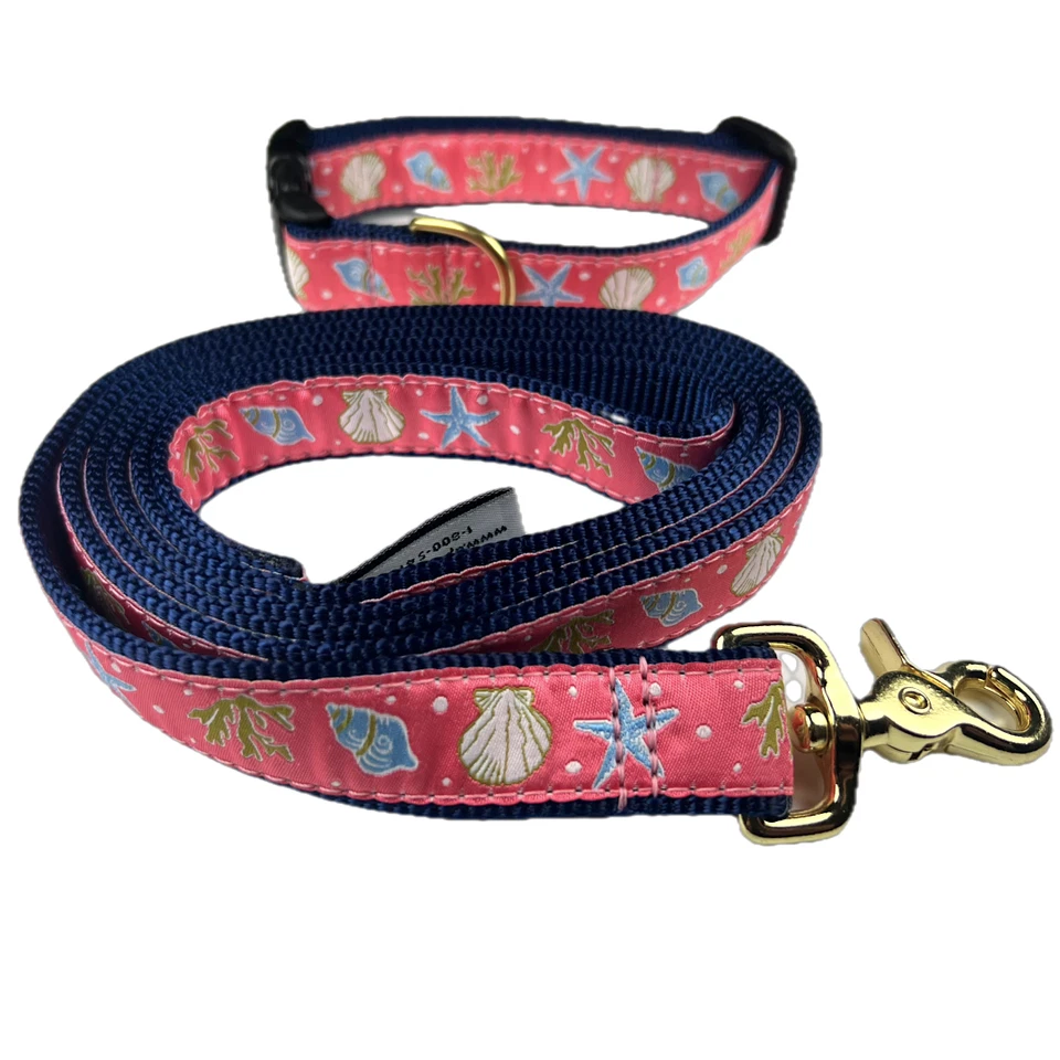 Combo de correa para collar de perro Up Country Pink Seashells. Cuello MED con correa de 6 pies 12"-18" Foto 1 de 1