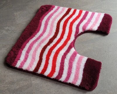 Gipsy Cyclam Rosa-Rot-Weß-MIX Wellen Motiv/  WC-Vorleger mit Ausschnitt 55x50cm - Bild 1 von 4