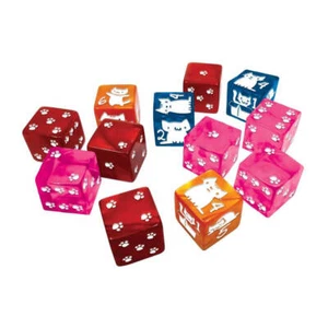 Kitten D6 16mm Six Sided Dice Set 12 Pieces Each Pack (4 Colors) Perfect Gift - Picture 1 of 2