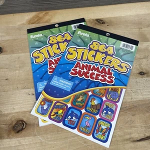 2 Pack Eureka Animal Stickers Reward Stickers For Teachers, 864 pcs Each New - Picture 1 of 2