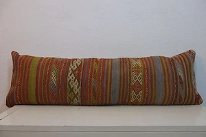 12'' x 40'' Bedding Pillow Kilim Pillow,Long Boho Bed Pillow For Bed 30x100 cm - Picture 1 of 4