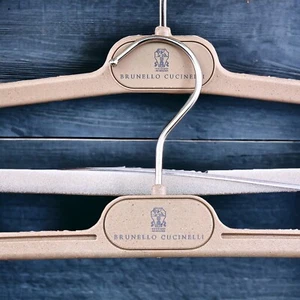 BRUNELLO CUCINELLI Pant Trouser Hanger Beige Designer Logo Velour Mainetti Lot 2 - Picture 1 of 7