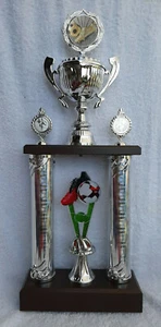 Pokal Fußball Säulenpokal Wanderpokal silber RED 53 cm Top NEUHEIT - Bild 1 von 5