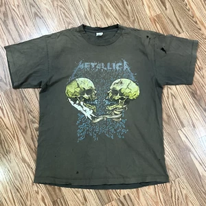 Vintage Metallica T Shirt XL Pushead Sad But True Brockum Band Faded Brown Holes - Picture 1 of 15