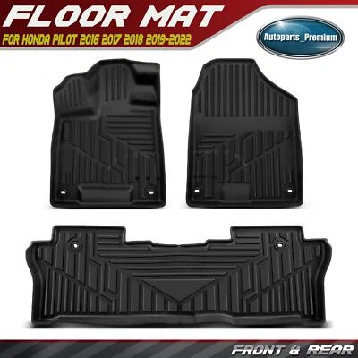 Tapetes de assoalho pretos frontais e traseiros para Honda Pilot 2016 2017 2018 2019-2022 - Imagem 1 de 4