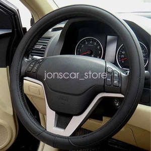 38CM/15" Streamlined  Comfy PU Leather Car Steering Wheel Cover Protector Black - Imagen 1 de 4