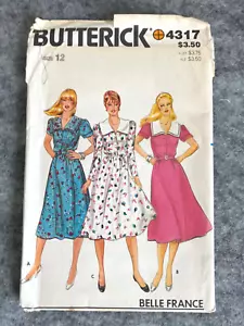 Butterick 4317 Misses Dress Size 12 Belle France Dresses Summer Sewing Pattern - Picture 1 of 10