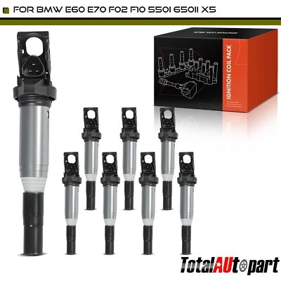 Bobinas de ignição 8 peças para BMW E60 E70 F02 F10 550i 650i 750Li M5 M6 X5 Alpina B7 - Imagem 1 de 4