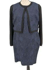 Lafayette 148 Two Piece Dress 12 Navy Black Boardroom Symphony Great - Picture 1 of 13