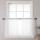  Sheer Kitchen Tier Curtains 24 Inch Length Set, Small Window 2x42"Wx24"L White