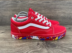 Vans Old Skool Paint Splatter Racing Skate Sneaker Junior 4.5 Red Multi 507452 - Picture 1 of 11