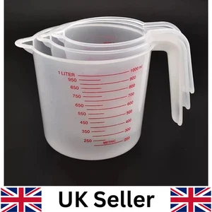 250/500/1000ML Set of 3 Measuring Cups Jug Clear Baking Kitchen Set Flour Water - Picture 1 of 6
