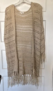 Umgee hellbraune offene Strickjacke mit Fransen Gr. S/M - Bild 1 von 5