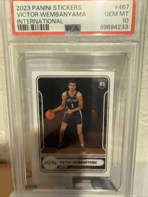 2023 Panini Stickers International #467 Victor Wembanyama PSA 10 RC Rookie Spurs - Image 1 of 4