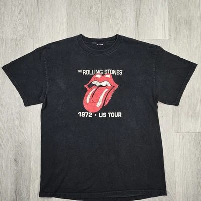 The Rolling Stones Shirt Medium Black 1972 Us Tour 2004 Reprint Distressed Rock - Image 1 of 4
