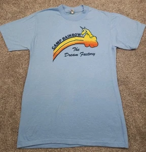 T-shirt unicorno arcobaleno vintage uomo blu medio made in USA Dream Factory  - Foto 1 di 14