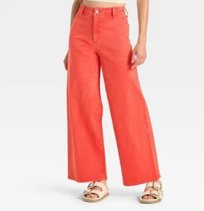Universal Thread Sailor Wide Leg Ankle Jeans Damen 4 Rot High-Rise Denim NEU! - Bild 1 von 8