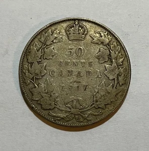 50 centavos de plata Canadá 1917 - Imagen 1 de 2