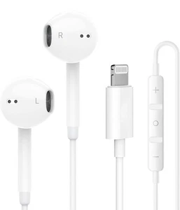 OEM Wired Earphones Built-in Mic & Volume Control for iPhone 14/13/12/11 /XR/XS - Afbeelding 1 van 7