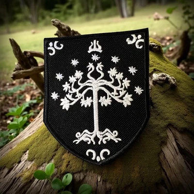 White Tree of Gondor Badge LOTR Embroidery Patch - 4.03" x 3.46" - Image 1 of 4