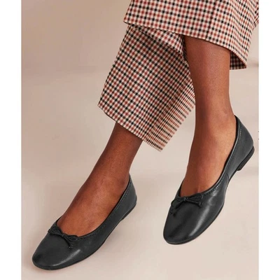 Zapatos planos de ballet Boden Kitty de cuero con suela flexible para mujer talla 40 negros dorados nuevos Foto 1 de 4