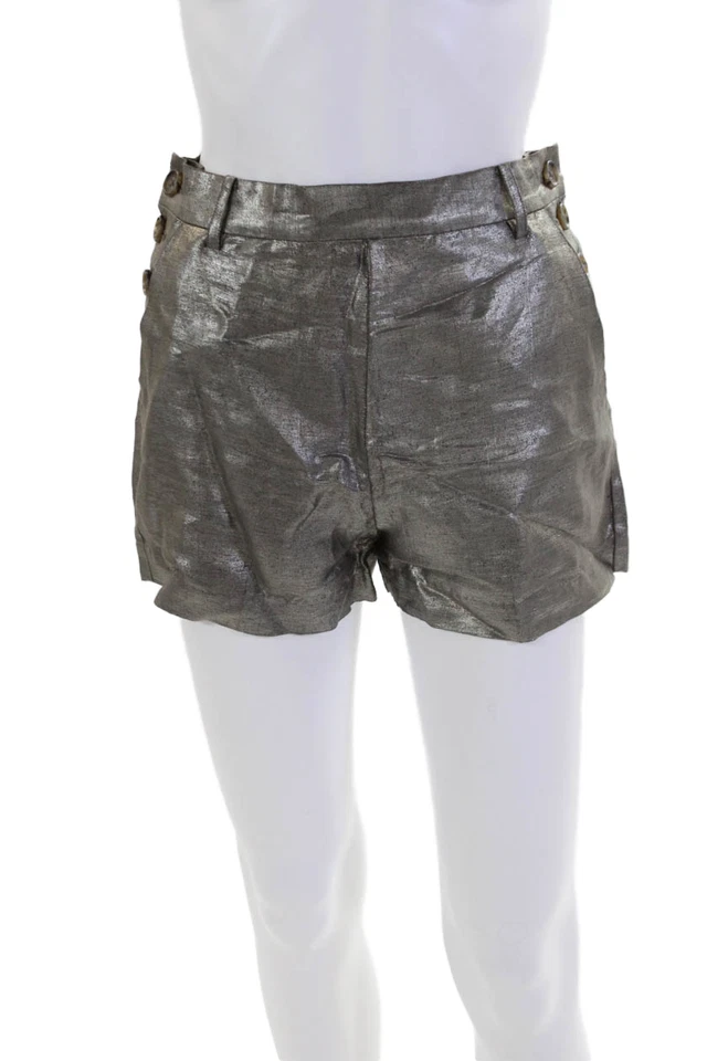 Pantalones Cortos Elizabeth and James Gris Mujer Tiro Alto Metálico Lino Gris Talla 0 Foto 1 de 4