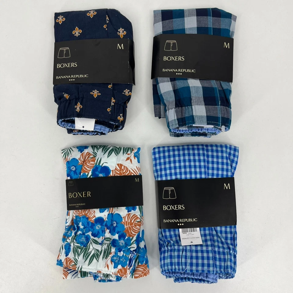 批量 4 件 Banana Republic 拳击手 男式 M 码 蓝色 100% 棉 全新 全新带标签 — 第 1/4 张图片