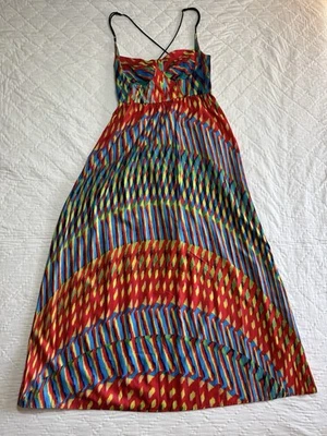 Maxi Vestido Geométrico Sin Mangas Mini Correas Espalda Abierta Talla M Azteca Colorido Foto 1 de 4