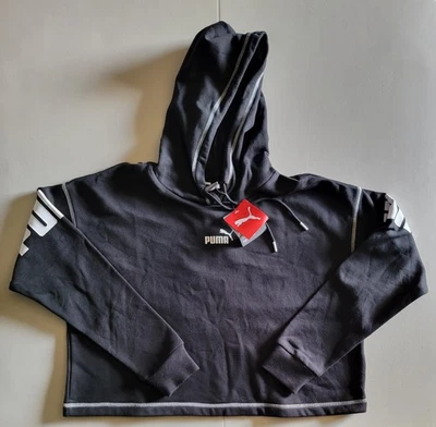 New Puma Power Hoodie Cropped Cotton Black Size Medium - Image 1 of 4
