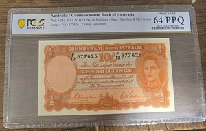 Australia Commonwealth, Bank, ND 1939 10 Shilling, Sheehan, McFalane PCGS 64 PPQ - Picture 1 of 2