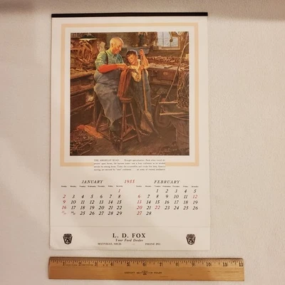 L. D. Fox Your Ford Dealer Mayville Michigan 1955 Vintage Calendar Auto Ephemera - Image 1 of 4