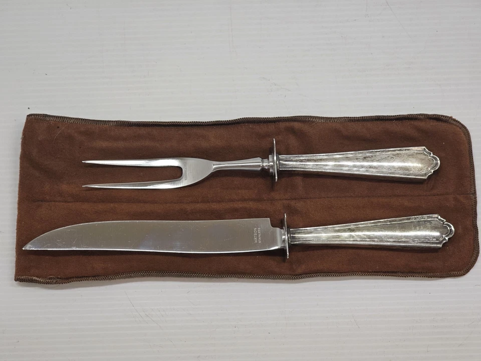 雕刻套装叉/刀,纯银/不锈钢,Watson Co,John Alden — 第 1/4 张图片